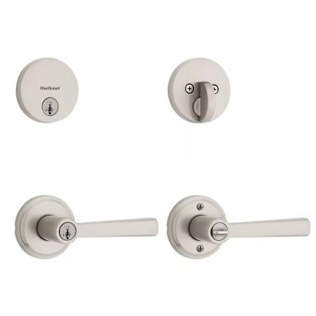 Kwikset Trafford Security Set - Deadbolt Keyed One Side - featuring SmartKey Stainless Steel