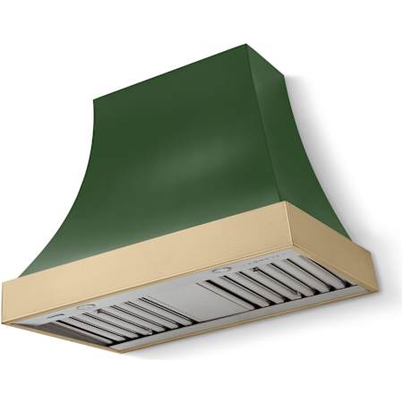 La Cornue CornuFe Cascade Series 600 CFM 36 Inch Wide Wall Mounted Non-Banded Range Hood Brands Hatch Green / Brushed Brass