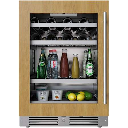 Landmark 24 Inch Wide 16 Bottle and 70 Can Capacity Beverage Cooler with Alternating (Blue, White, Amber) LED lighting, Door Alarm, Touch Control Panel and Lockable Left Hinged Door Panel Ready