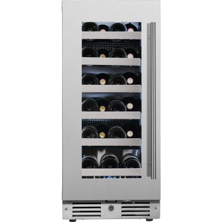 Landmark 15 Inch Wide 23 Bottle Capacity Single Zone Wine Cooler with Alternating (Blue, White, Amber) LED lighting, Door Alarm, Touch Control Panel and Lockable Left Hinged Door Stainless Steel
