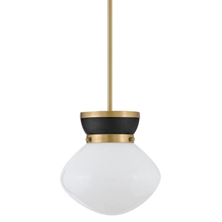 Lark Lucy 10" Wide Mini Pendant with Cased Opal Glass Lacquered Brass / Black
