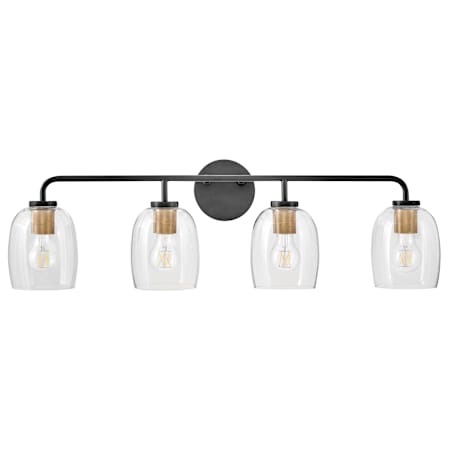 Lark Percy 4 Light 33" Wide Vanity Light with Clear Glass Shades Black / Lacquered Brass