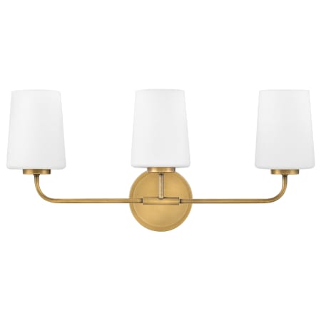 Lark Kline 3 Light 24" Wide Bathroom Vanity Light with Etched Opal Glass Heritage Brass