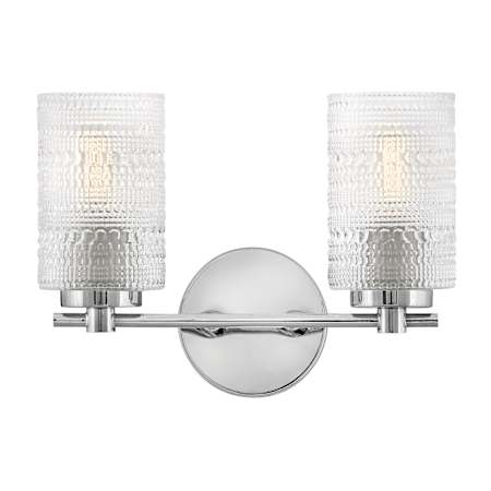 Lark Mabel 2 Light 14" Wide Vanity Light with Clear Hobnail Glass Chrome