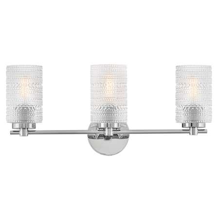 Lark Mabel 3 Light 25" Wide Vanity Light with Clear Hobnail Glass Chrome