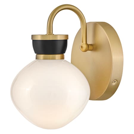 Lark Lucy 10" Tall Bathroom Sconce with Cased Opal Glass Lacquered Brass / Black