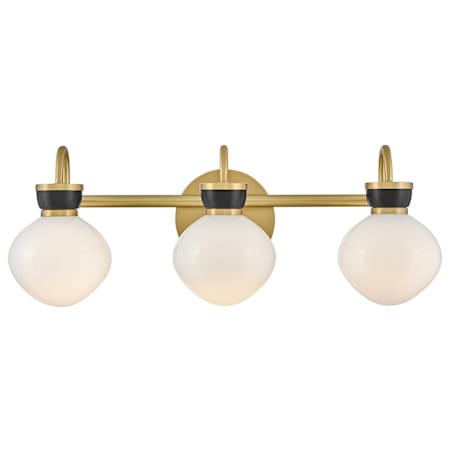 Lark Lucy 3 Light 25" Wide Vanity Light with Cased Opal Glass Lacquered Brass / Black