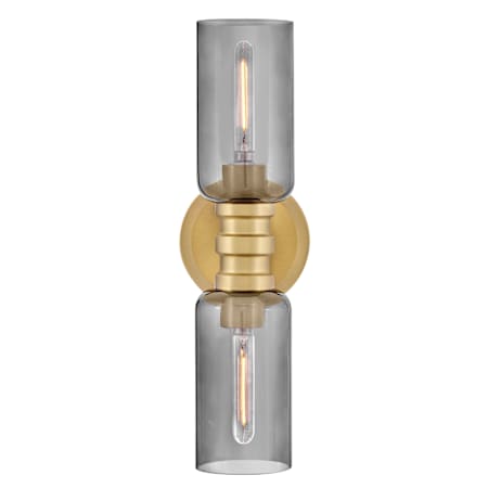 Lark Naomi 2 Light 5" Wide Vanity Light with Smoked Glass Lacquered Brass / Smoked