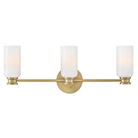 Lark Naomi 3 Light 24" Wide Vanity Light with Case Opal Glass Lacquered Brass / Cased Opal