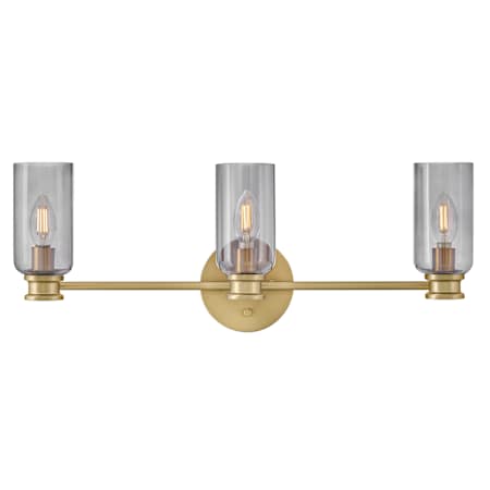 Lark Naomi 3 Light 24" Wide Vanity Light with Smoked Glass Lacquered Brass / Smoked