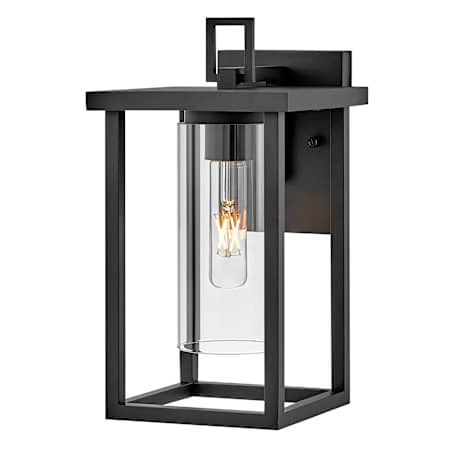 Lark Mateo 13" Tall Outdoor Wall Sconce with Clear Glass Shade Black