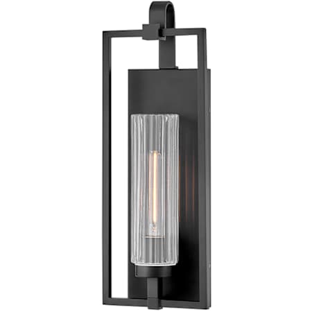 Lark Stassi 21" Tall Outdoor Wall Sconce with Clear, Ribbed Glass Shade Black