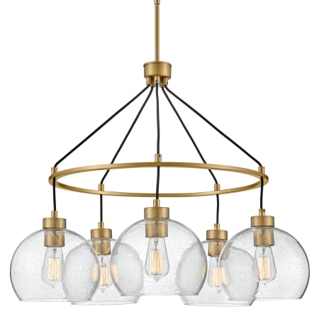 Lark Rumi 5 Light 30" Wide Ring Chandelier with Seedy Glass Shades Lacquered Brass