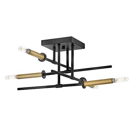 Lark Hux 4 Light 20" Wide Semi-Flush Ceiling Fixture Black