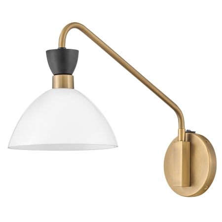 Lark Simon 14" Tall Hardwired or Plug-In Wall Sconce with Cased Opal Shade Heritage Brass / Black