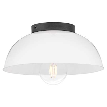 Lark Stu 1 Light 11" Wide Flush Mount Ceiling Fixture with Cased Opal Glass Shade Black