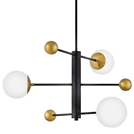 Lark Auggie 3 Light 31" Wide Abstract Chandelier with Etched Opal Shades Black