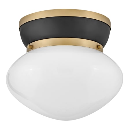 Lark Lucy 12" Wide Flush Mount Bowl Ceiling Fixture with Cased Opal Glass Lacquered Brass / Black
