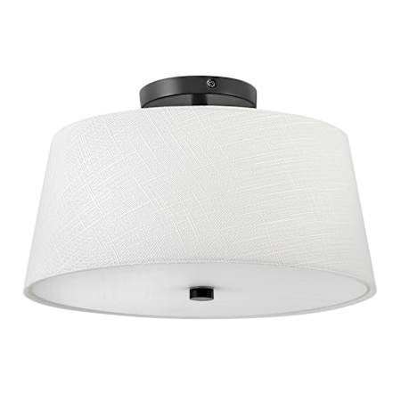 Lark Beale 2 Light 14" Wide Semi-Flush Ceiling Fixture with Linen Shade Black
