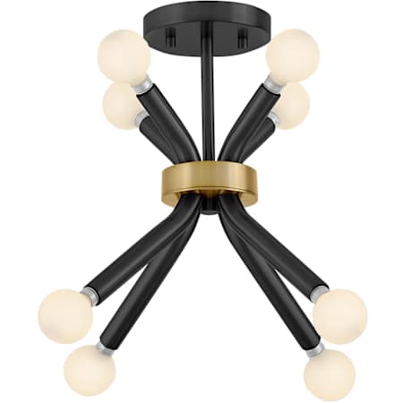 Lark Axton 8 Light 12-1/2" Wide Convertible Semi-Flush Ceiling Fixture Black / Lacquered Brass