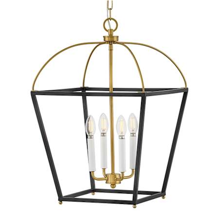 Lark Tate 4 Light 16" Wide Pendant Black / Lacquered Brass