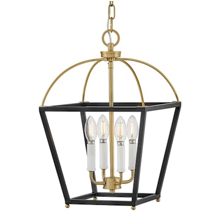 Lark Tate 4 Light 12" Wide Pendant Black / Lacquered Brass