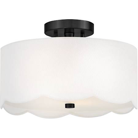 Lark Bliss 2 Light 14" Wide Semi-Flush Drum Ceiling Fixture with Linen Shade Black