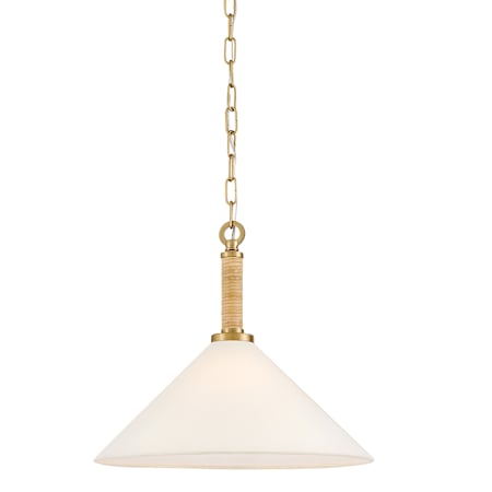 Lark Cove 1 Light16" Wide Pendant with Off-White Linen Shade Lacquered Brass