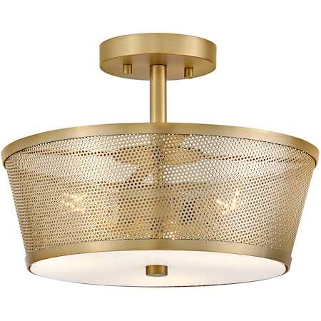 Lark Cash 3 Light 14" Wide Semi-Flush Ceiling Fixture with Metal Drum Shade Lacquered Brass