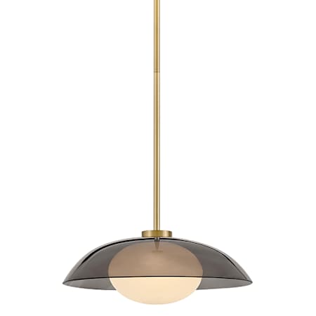 Lark Jace 14" Wide LED Pendant with Smoked Glass Shade Lacquered Brass