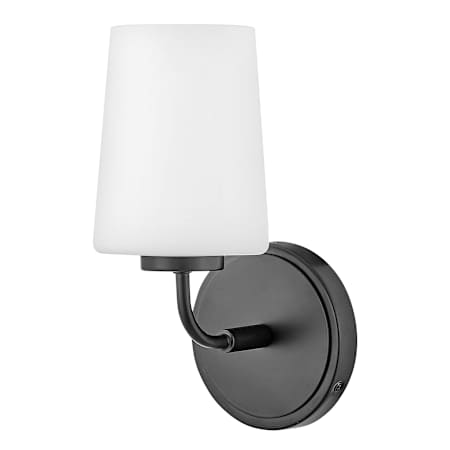 Lark Kline 11" Tall Bathroom Sconce with Etched Opal Glass Black