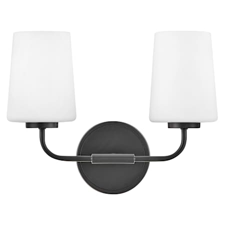 Lark Kline 2 Light 14" Wide Bathroom Vanity Light with Etched Opal Glass Black