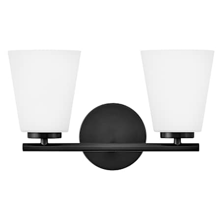 Lark Bri 2 Light 15" Wide Vanity Light with Etched Opal Glass Black