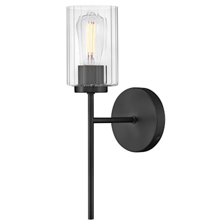 Lark Leta 16" Tall Bathroom Sconce with Clear Ribbed Glass Black