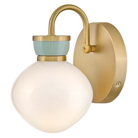 Lark Lucy 10" Tall LED Bathroom Sconce Lacquered Brass / Seafoam