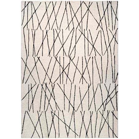 Lavin Rugs Myra 6-1/2' x 6-1/2' Striped Indoor/Outdoor Rectangular Area Rug Black / Ivory