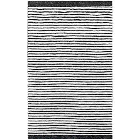 Lavin Rugs Myra 5-1/4' x 7-1/2' Striped Indoor/Outdoor Rectangular Area Rug Black / Ivory