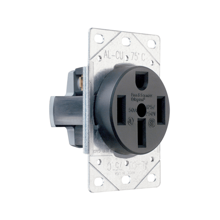 Legrand Pass & Seymour 50 Amp 125/250V NEMA 14-50R Flush Mount Electrical Outlet for Ranges / Dryers / EV Chargers Black