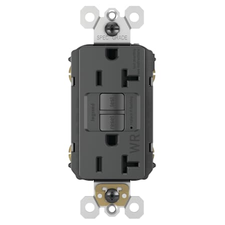 Legrand Radiant 20 Ampere Tamper Resistant Weather Resistant Self-Test GFCI Electrical Outlet Black