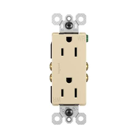 Legrand Radiant 15 Ampere Tamper Resistant Weather Resistant Decorator Electrical Outlet Ivory