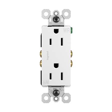 Legrand Radiant 15 Ampere Tamper Resistant Weather Resistant Decorator Electrical Outlet White