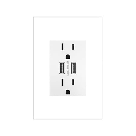 Legrand adorne 15 Ampere Tamper Resistant Electrical Outlet with USB-A Ports White