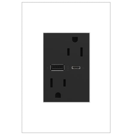 Legrand adorne 15 Ampere Tamper Resistant Electrical Outlet with ultra-Fast USB-A and USB-C Ports Graphite