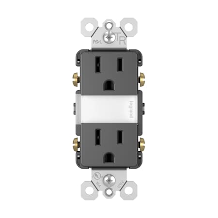 Legrand Radiant 15 Ampere Tamper Resistant Decorator Electrical Outlet with Night Light Black