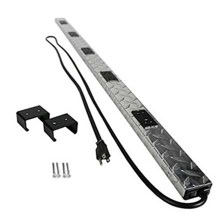 Legrand Plugmold Tough 4 ft. 10-Outlet Power Strip with Circuit Breaker, Diamond Plate Stainless Steel