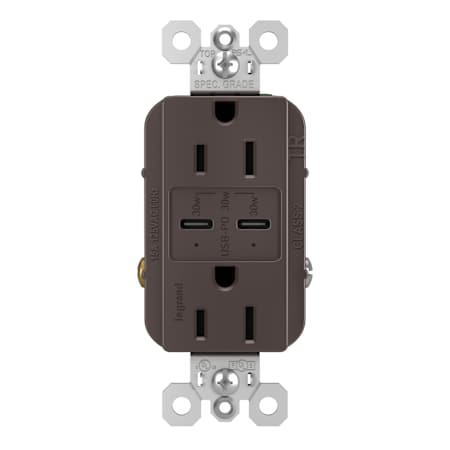 Legrand radiant 15 Ampere Tamper Resistant Electrical Outlet with Power Delivery USB-C Charging Ports Brown