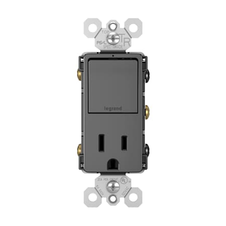 Legrand Radiant 15 Ampere Combination Tamper Resistant Outlet and 3-Way Light Switch Black