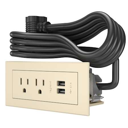 Legrand radiant 15 Ampere 2 Outlet Tamper Resistant Furniture Power Strip with 2 USB-A Ports - 6' Cord Almond