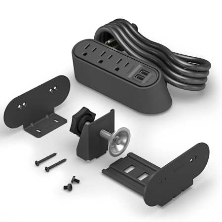 Legrand Wiremold Desktop Power Center Slim, 2 Outlets + USB A, 6ft Cord Black