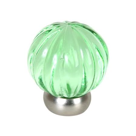 Lews Hardware Melon Glass 1-1/4 Inch Round Cabinet Knob Transparent Green / Brushed Nickel
